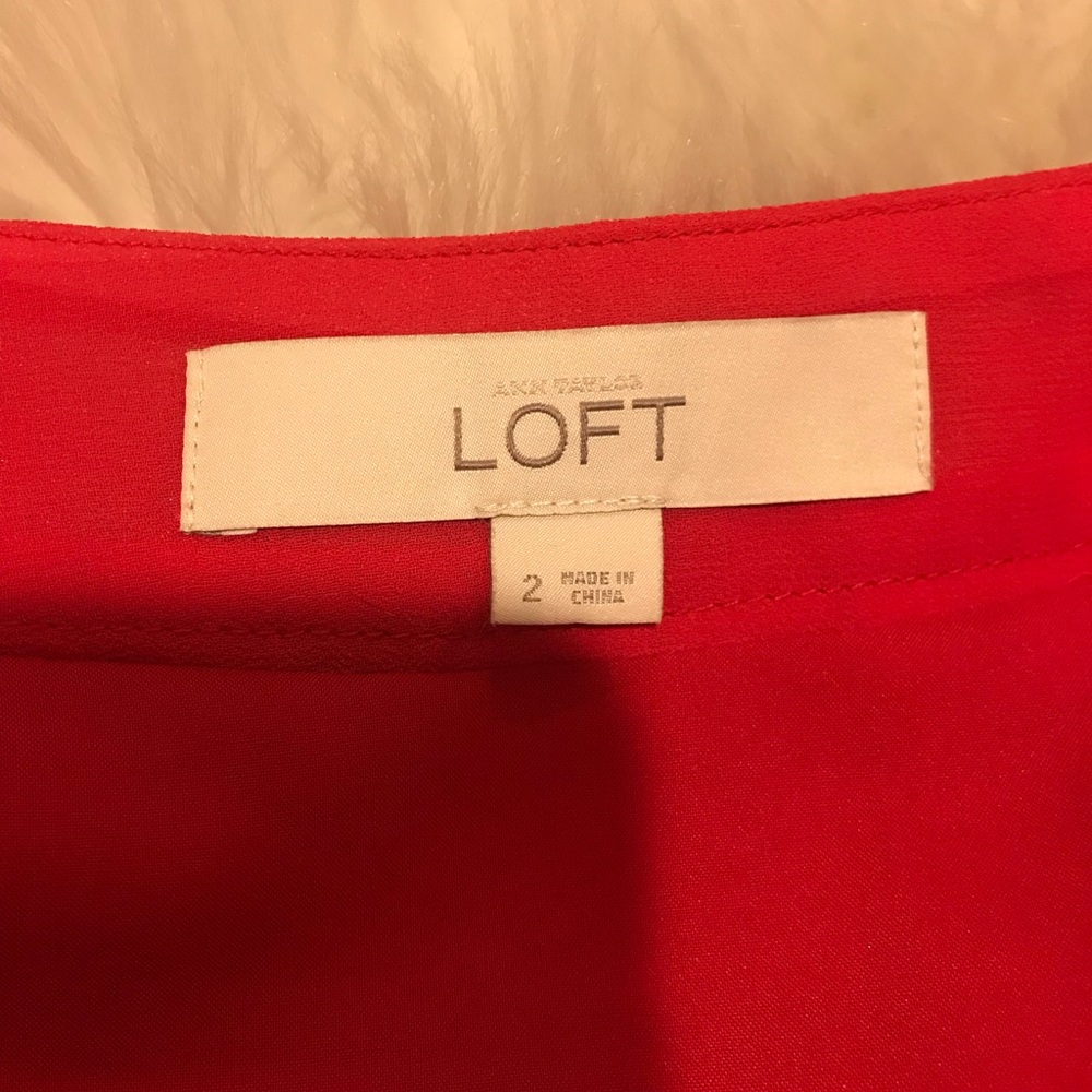 NWOT Ann Taylor Loft red pleated skater skirt A Line skirt size 2 - Picture 5 of 7